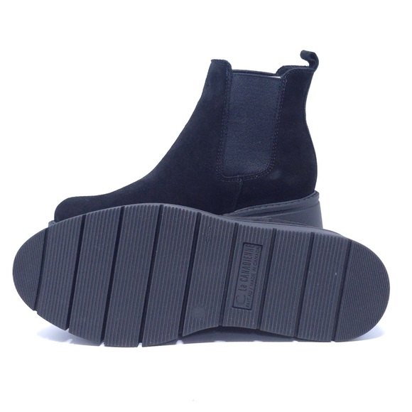 La Canadienne Haskell Black Suede Wedge Booties Waterproof - Picture 6 of 9